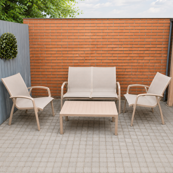 LIVING DE TERRAZA DE 4 PIEZAS COMPACTO