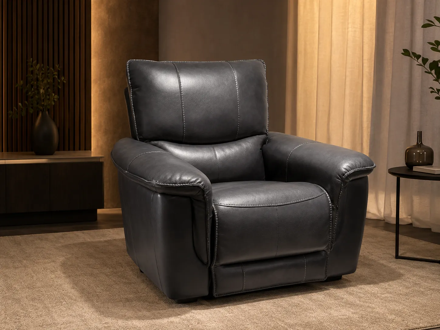 Bergère reclinable eléctrico en cuero
