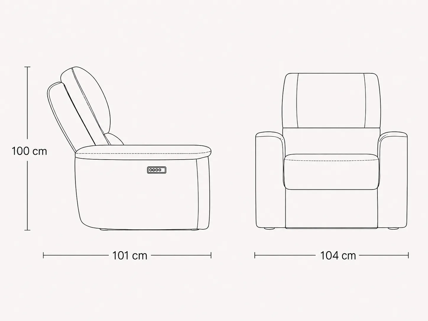 Bergère reclinable eléctrico en cuero – vista 2